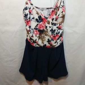 Papaya blue floral romper mini shorts
